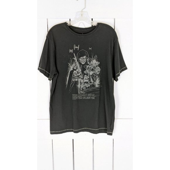 Disney Parks black Star Wars The Dark Side Never Sleeps graphic tee tshirt M - Picture 2 of 4